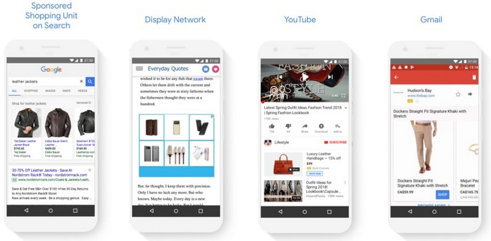 Google Shopping Ads Beispiele in den verschiedenen Kanälen